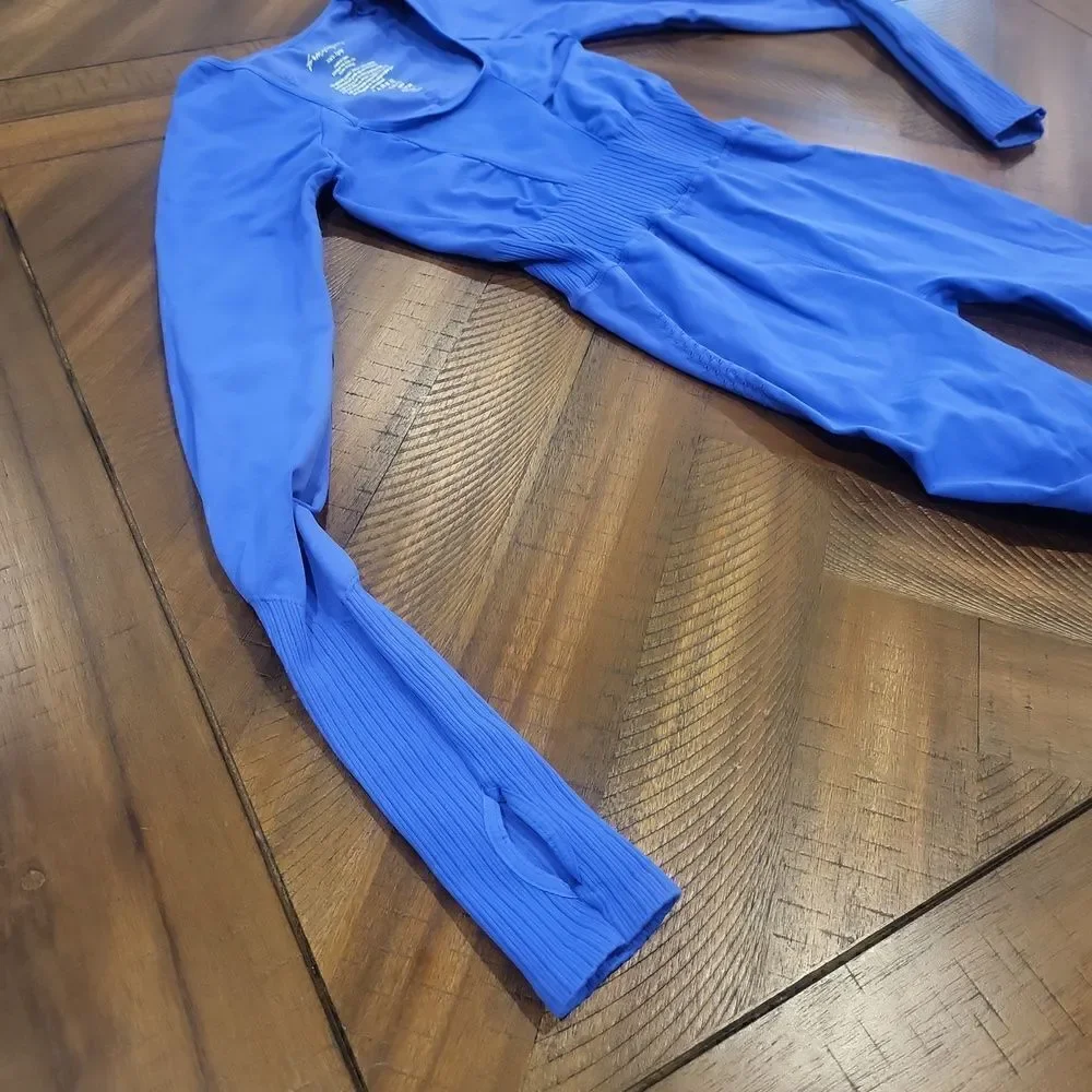 Free People Good Karma Long Sleeve Onesie Jumpsuit Blue Purple XS/S